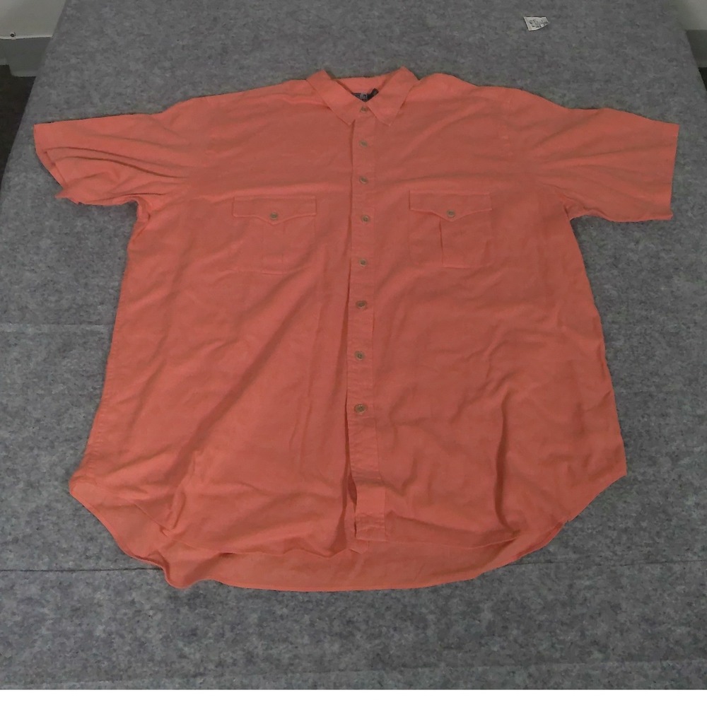Polo Ralph Lauren Mens 2XLT Coral Orange Double Pocket Short Sleeve Button Shirt